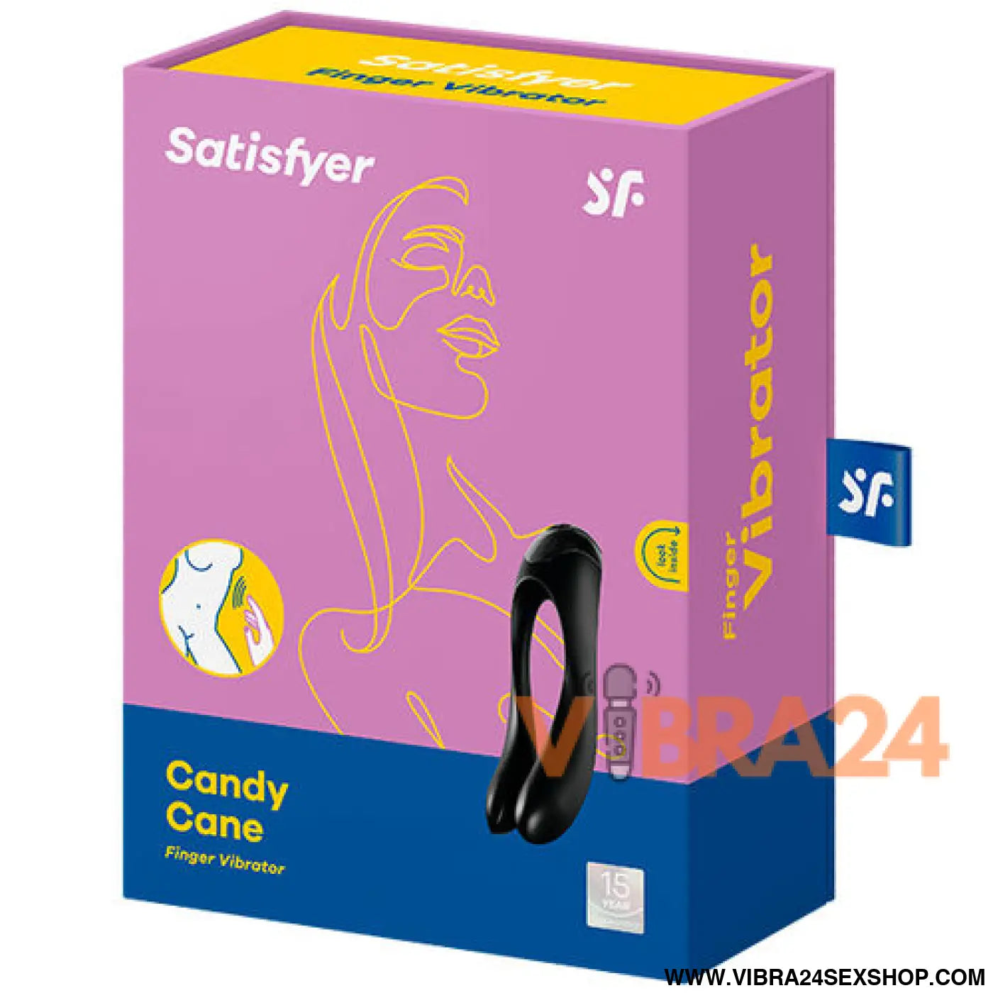Vibrador de Dedo Preto Satisfyer Candy Cane para Prazer Intenso