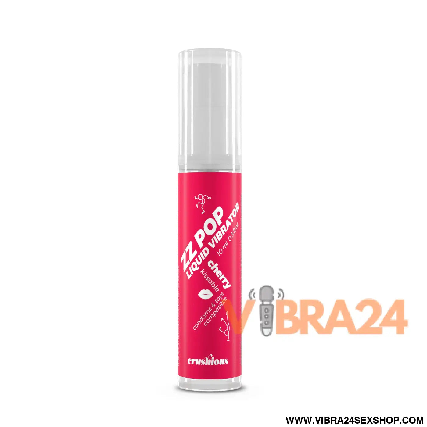 VIBRADOR LÍQUIDO ZZ POP COM AROMA CEREJA 10ML CRUSHIOUS