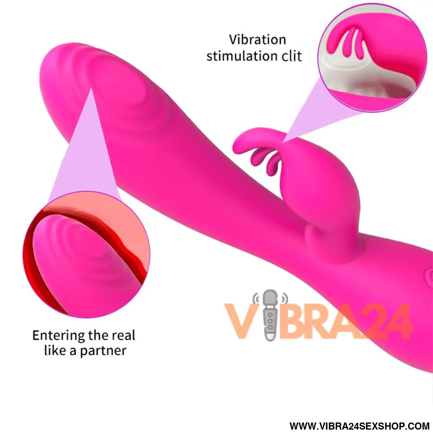 Vibrador Mágico Coelho Fúcsia com Pulsação