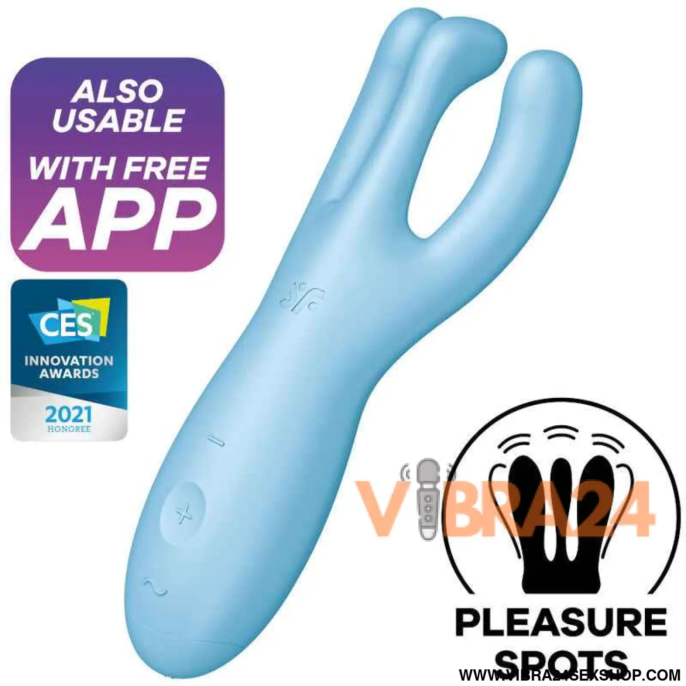 SATISFYER - APP VIBRADOR THREESOME 4 AZUL - VIBRA24 SEXSHOP