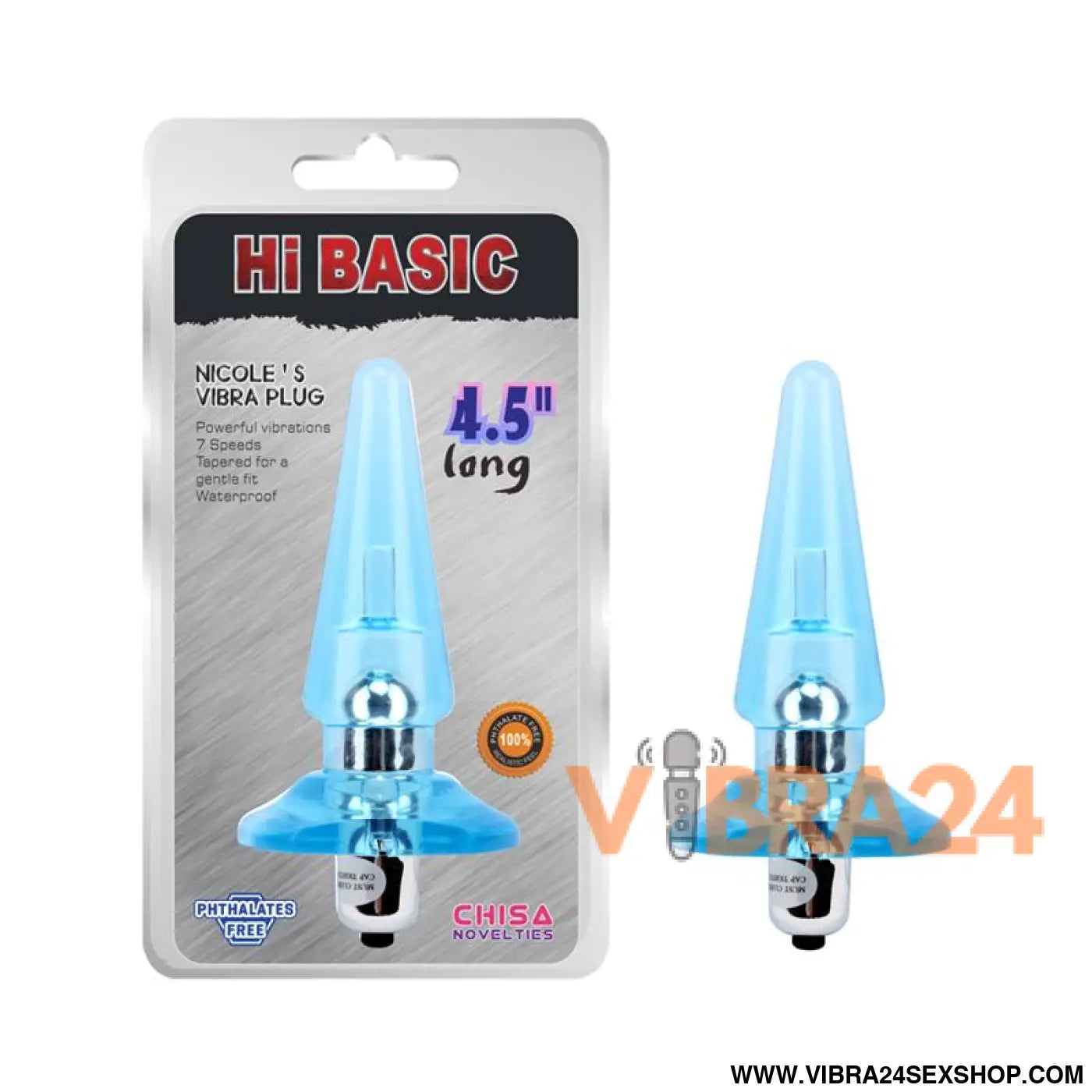 Vibrating Butt Plug Nicoles 12.5 x 3.2 cm Azul