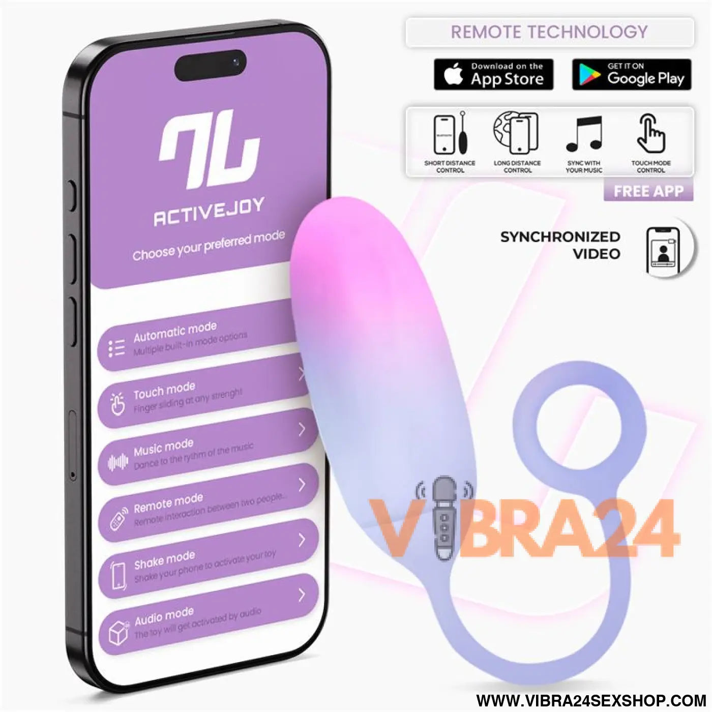 Vibrating Egg Double Layer Silicone with APP Pink/Blue