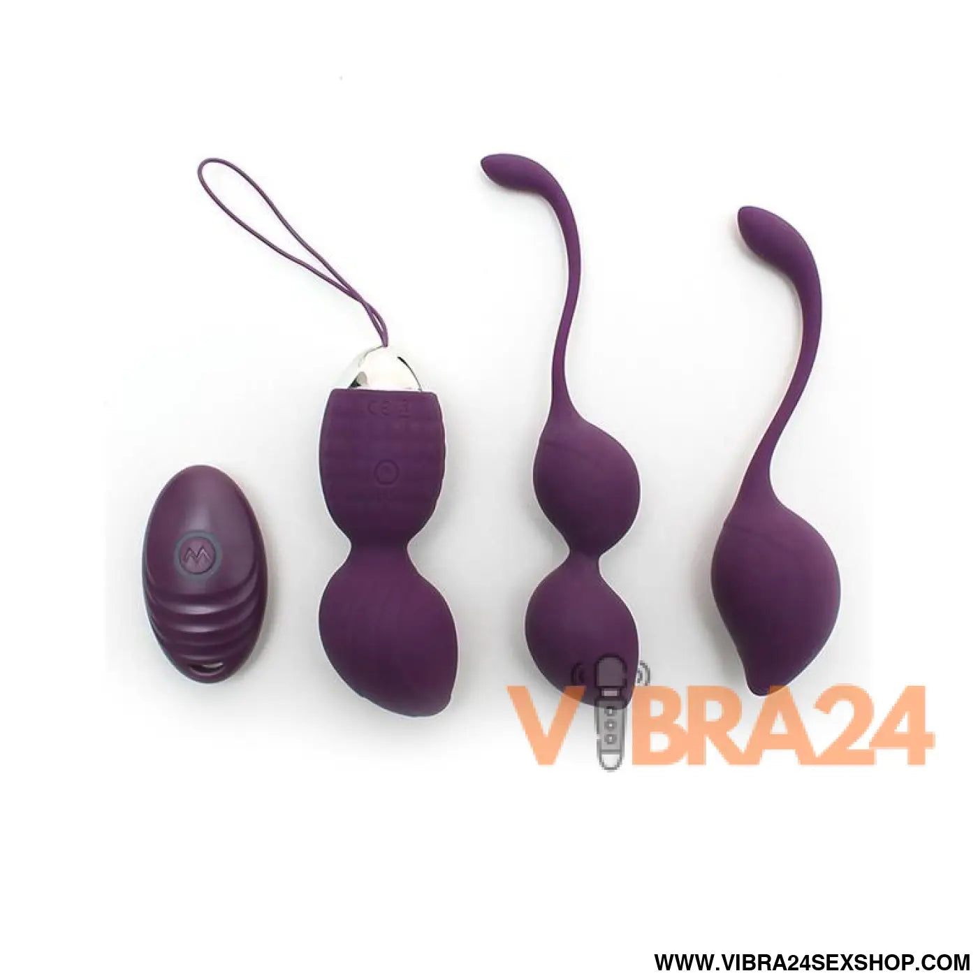 Vibrating Kegel Ball Set Remote Control Rimini Purple
