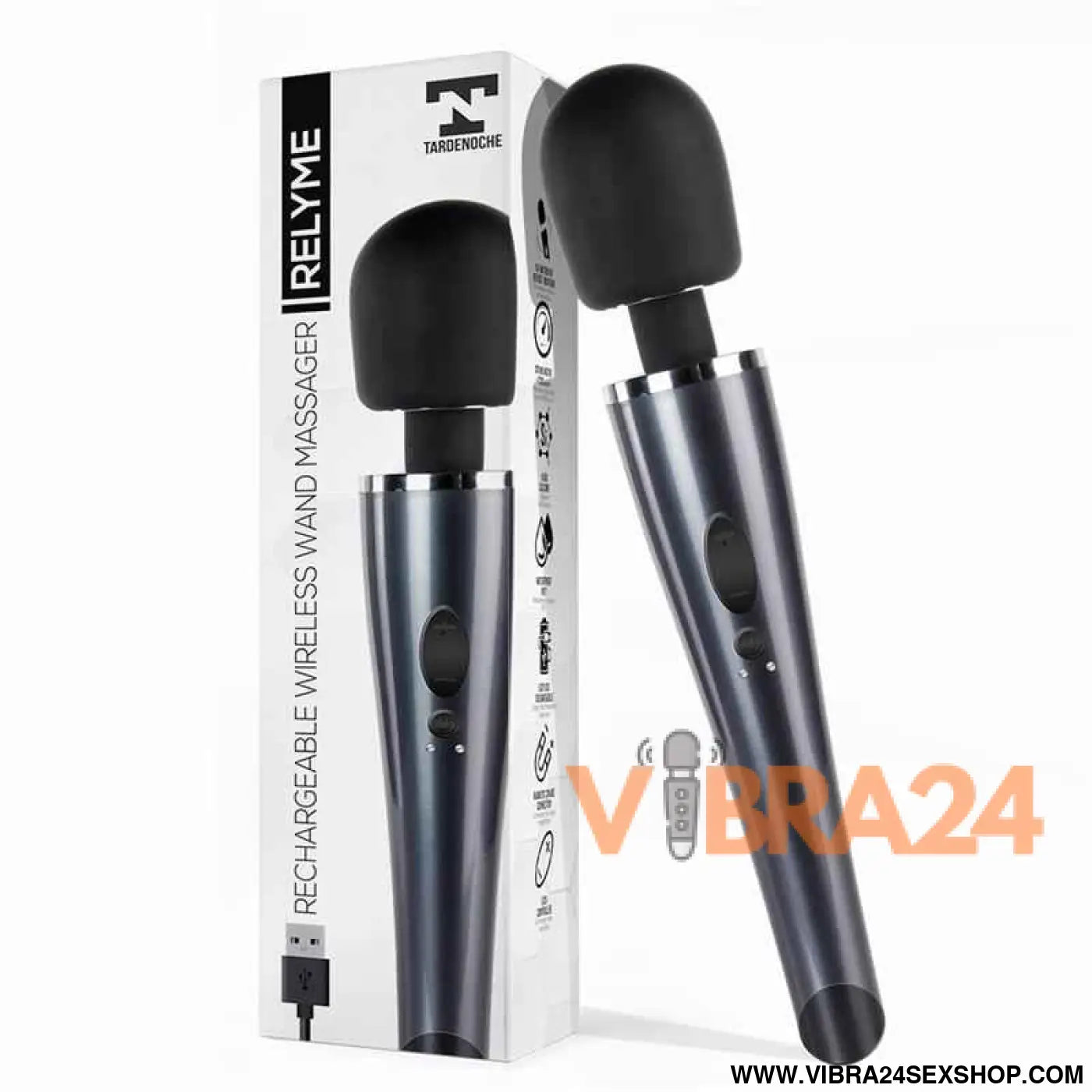 Wand Massager Relyme USB Silicone Black