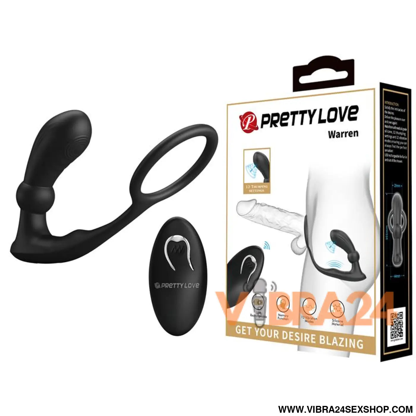 Warren Remote-Controlled Vibrating and Pulsating Anal Plug Penis Ring