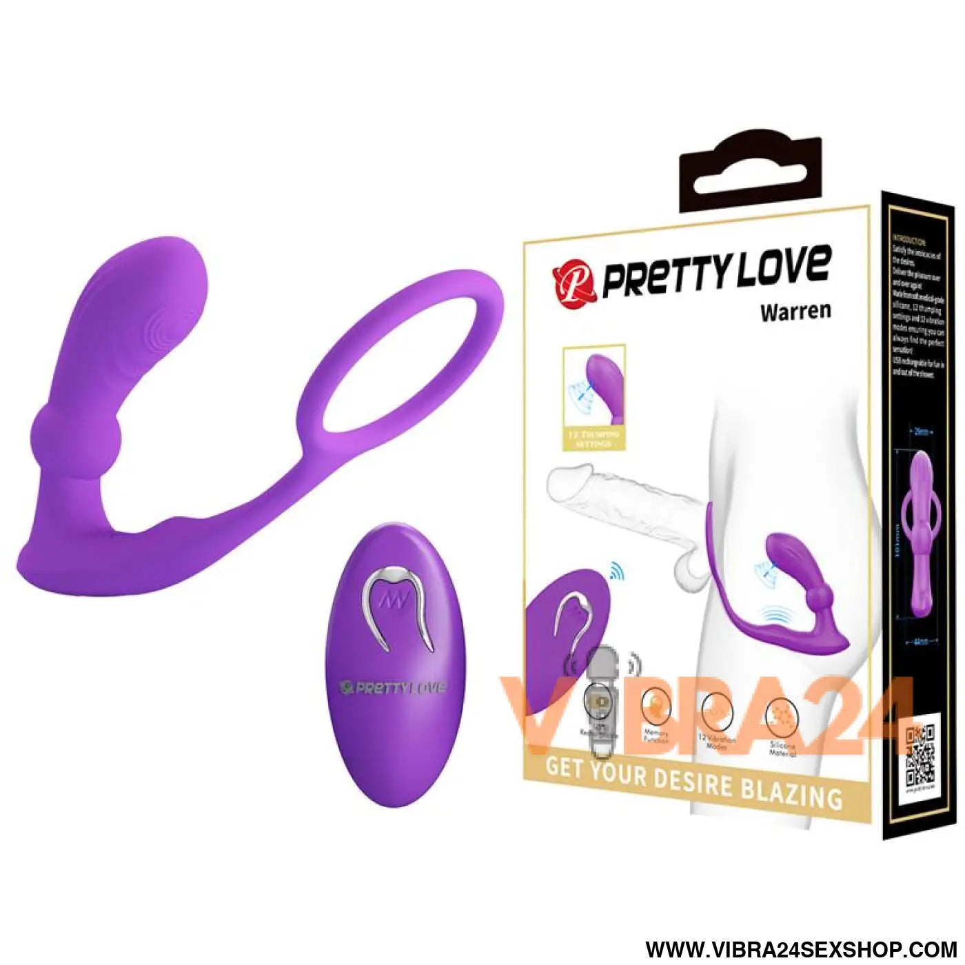 Warren Remote-Controlled Vibrating and Pulsating Anal Plug Penis Ring