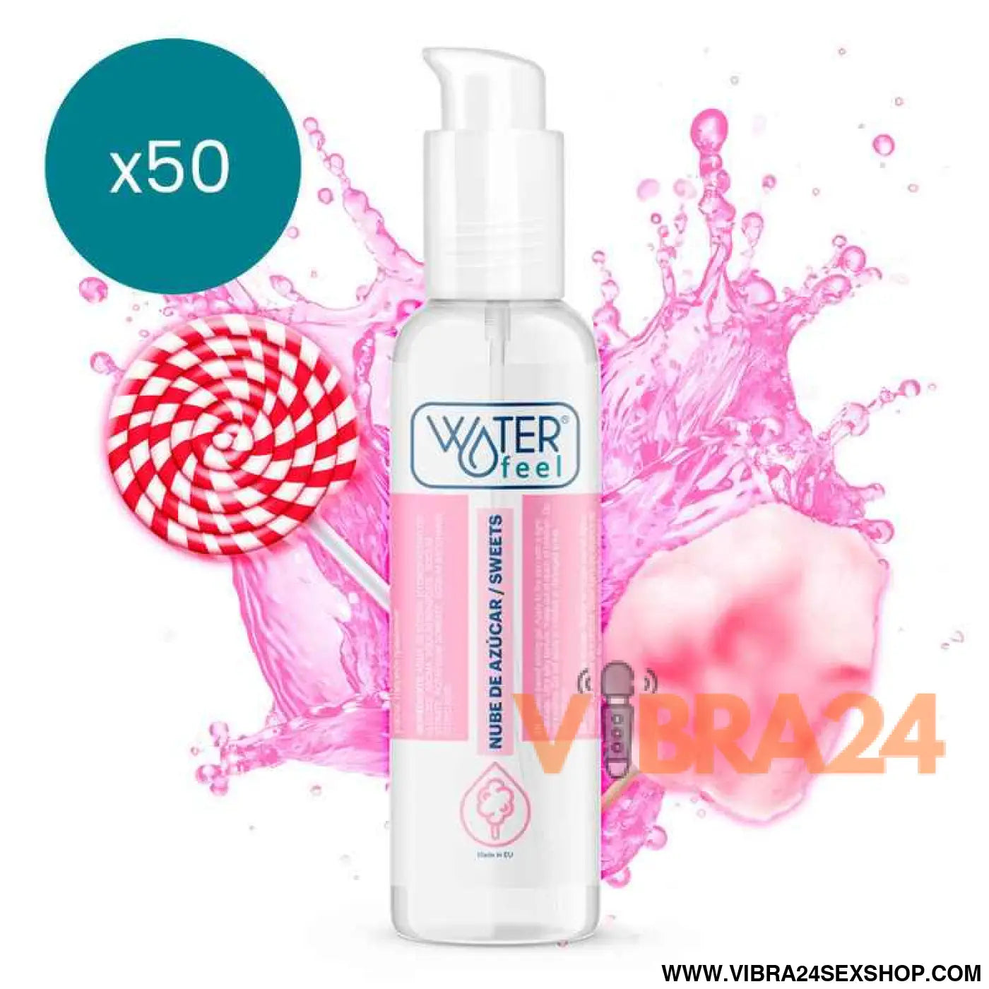 WATERFEEL - LUBRIFICANTE NUVEM DE AÇÚCAR 175 ML PACK 50 UNIDADES
