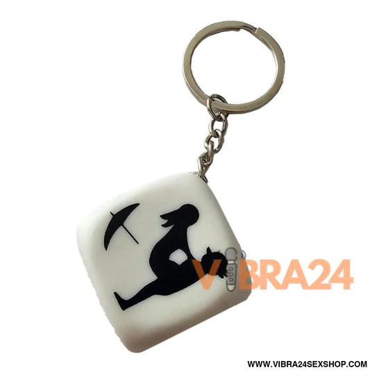 White Position Dice Keychain