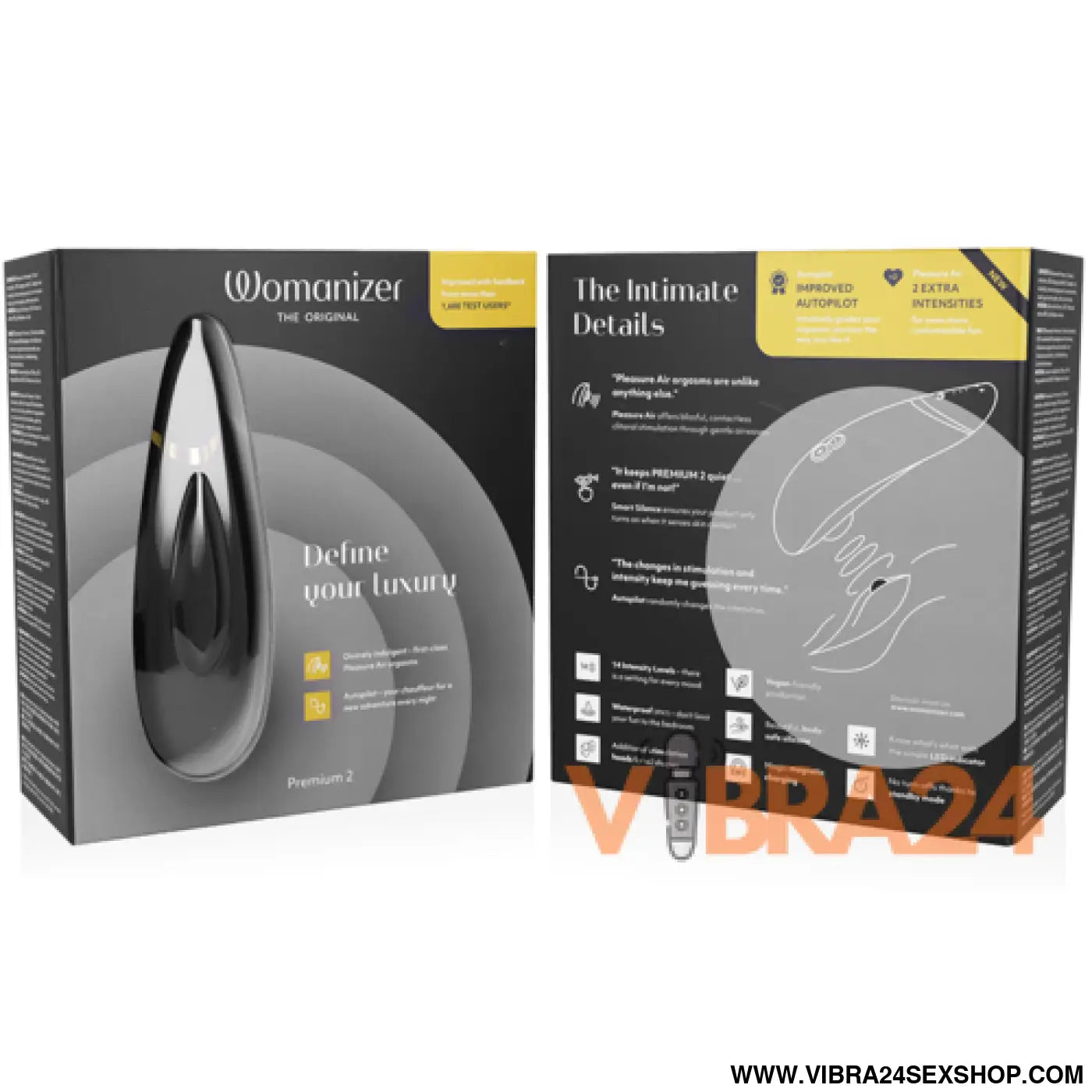 WOMANIZER - Estimulador Clitorial Premium 2 Preto - VIBRA24 SEXSHOP