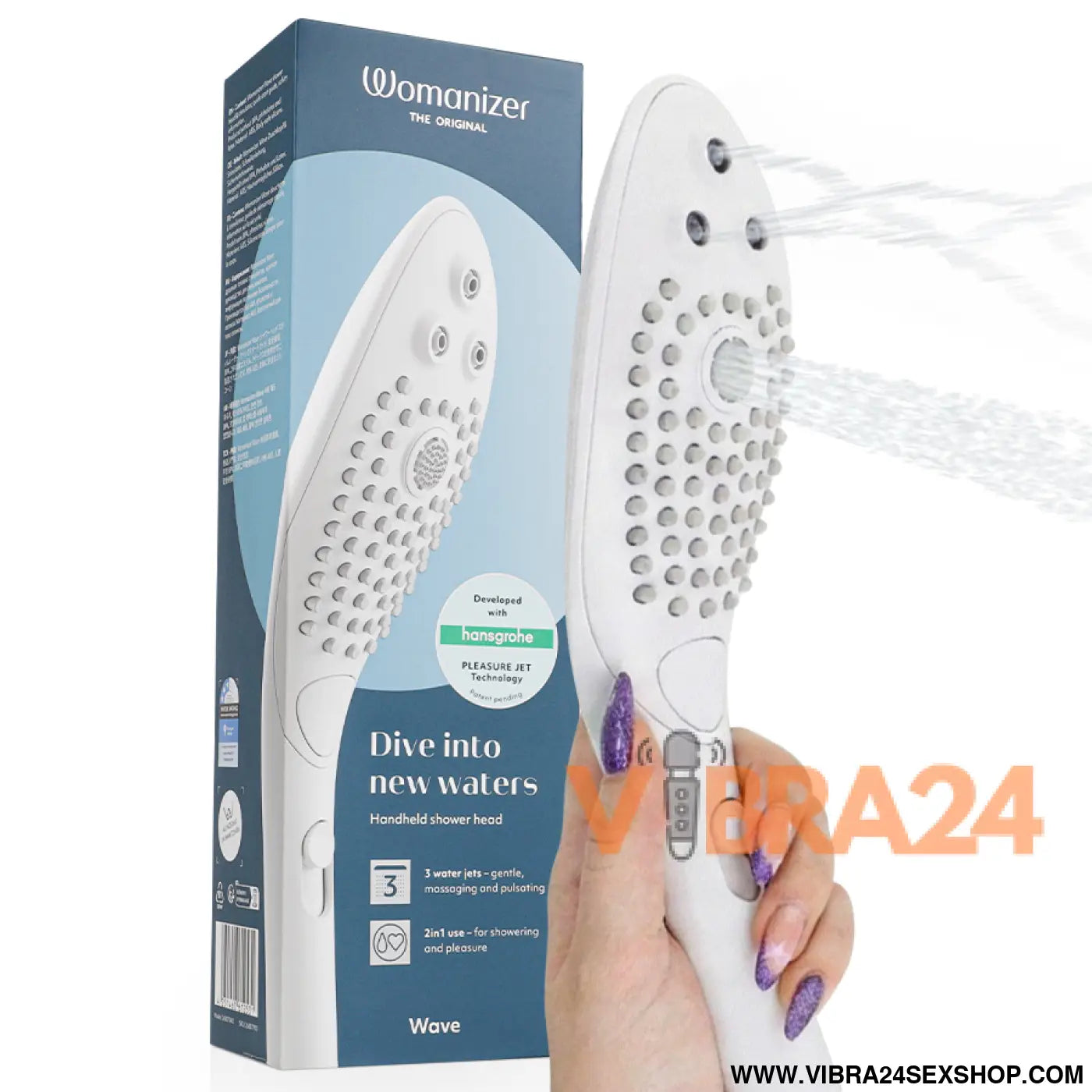 WOMANIZER - CHUVEIRO ESTIMULANTE CLITORIAL WAVE BRANCO - VIBRA24 SEXSHOP