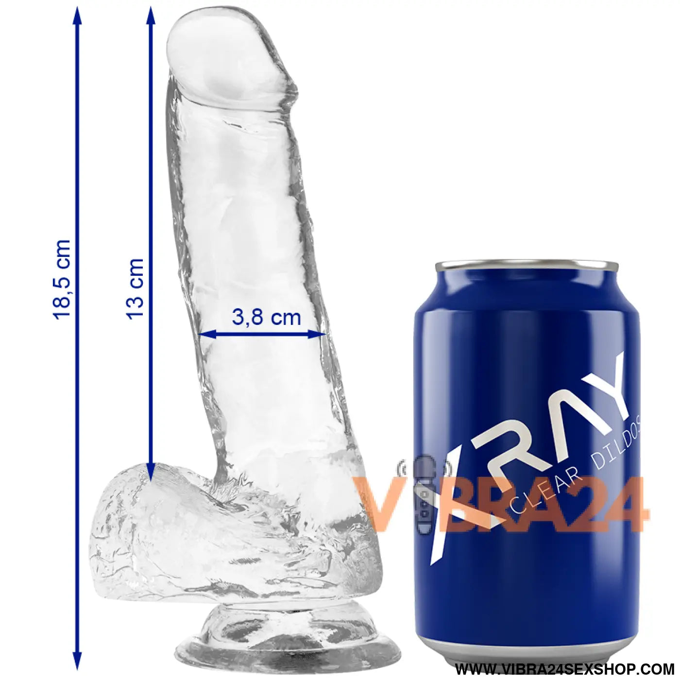 X RAY - DILDO TRANSPARENTE COM BOLAS 18.5 CM -O- 3.8