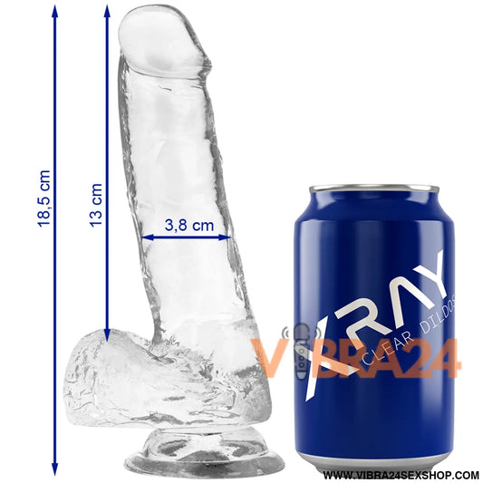 X RAY - DILDO TRANSPARENTE COM BOLAS 18.5 CM -O- 3.8
