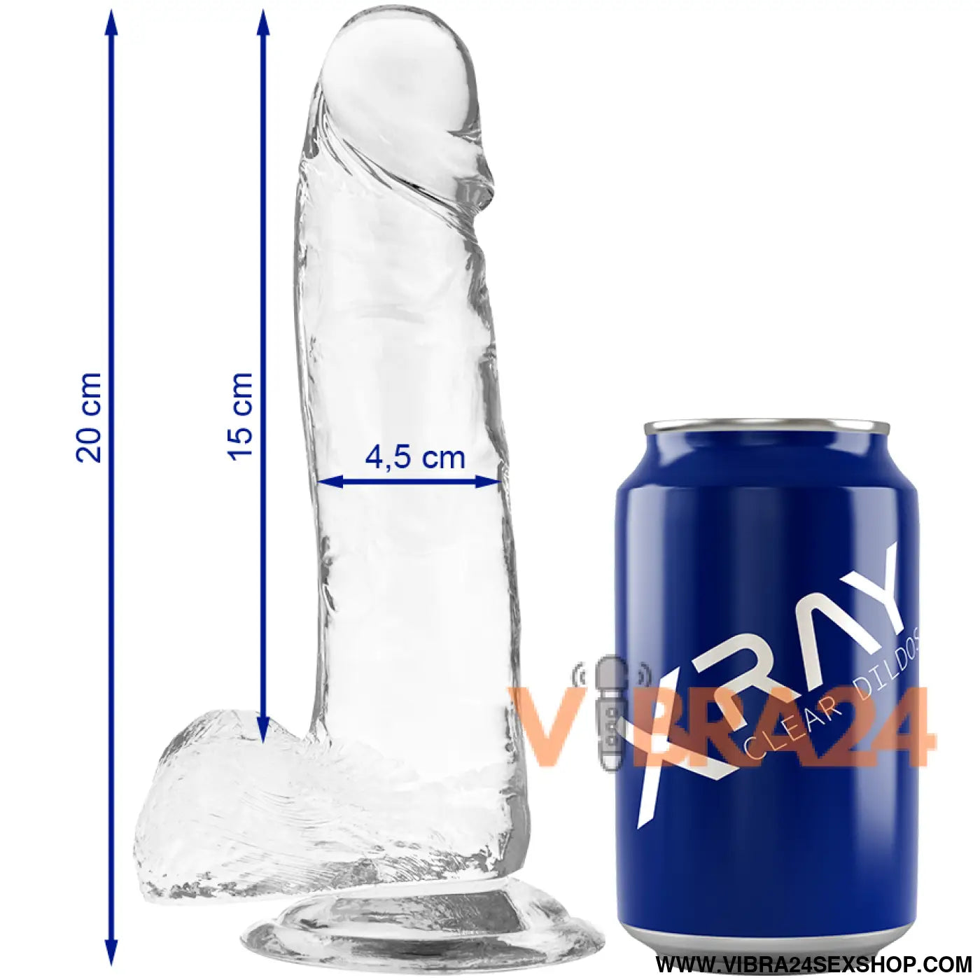 X RAY - DILDO TRANSPARENTE COM BOLAS 20 CM -O- 4.5