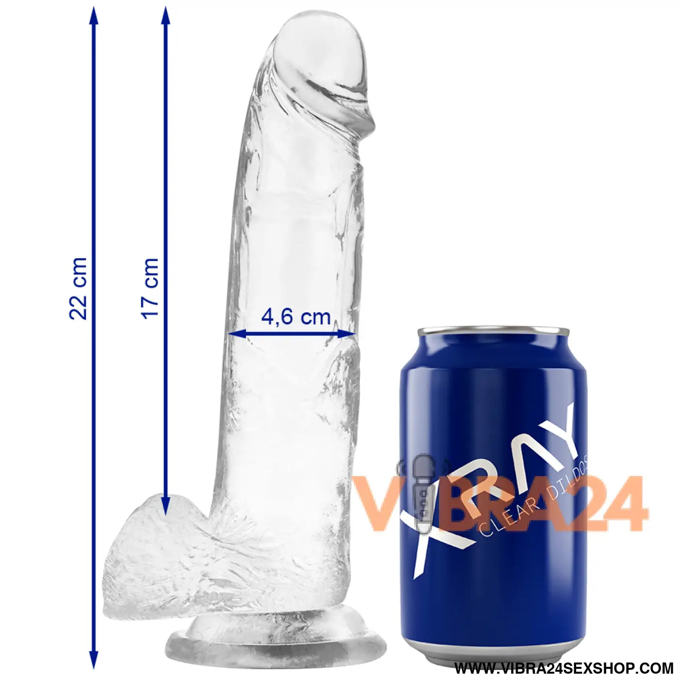 X RAY - DILDO TRANSPARENTE COM BOLAS 22 CM -O- 4.6