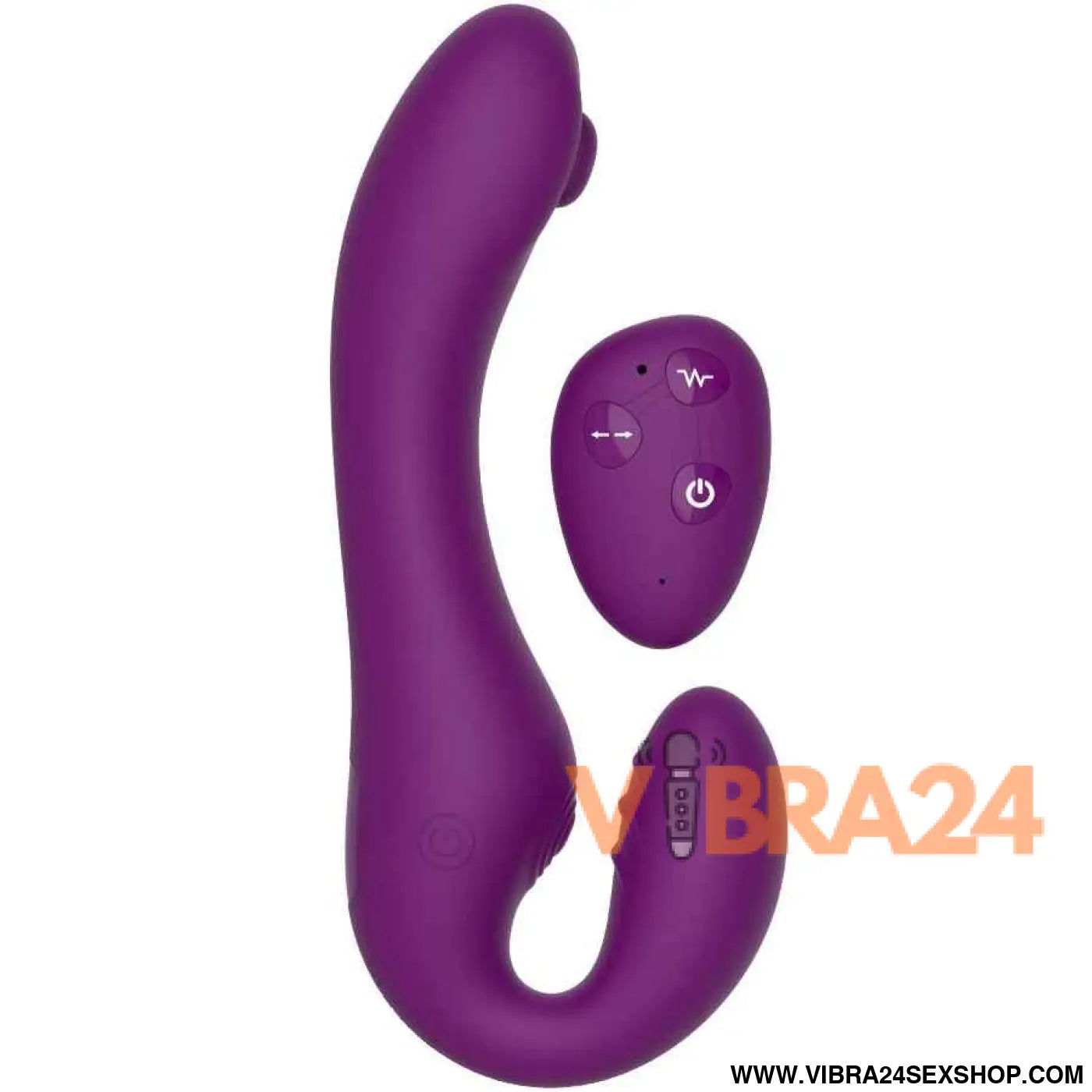 XOCOON - VIBRADOR STRAP-ON 2 EM 1 SEM ALÇAS COM CONTROLE REMOTO ROXO