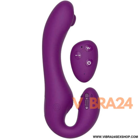 XOCOON - VIBRADOR STRAP-ON 2 EM 1 SEM ALÇAS COM CONTROLE REMOTO ROXO