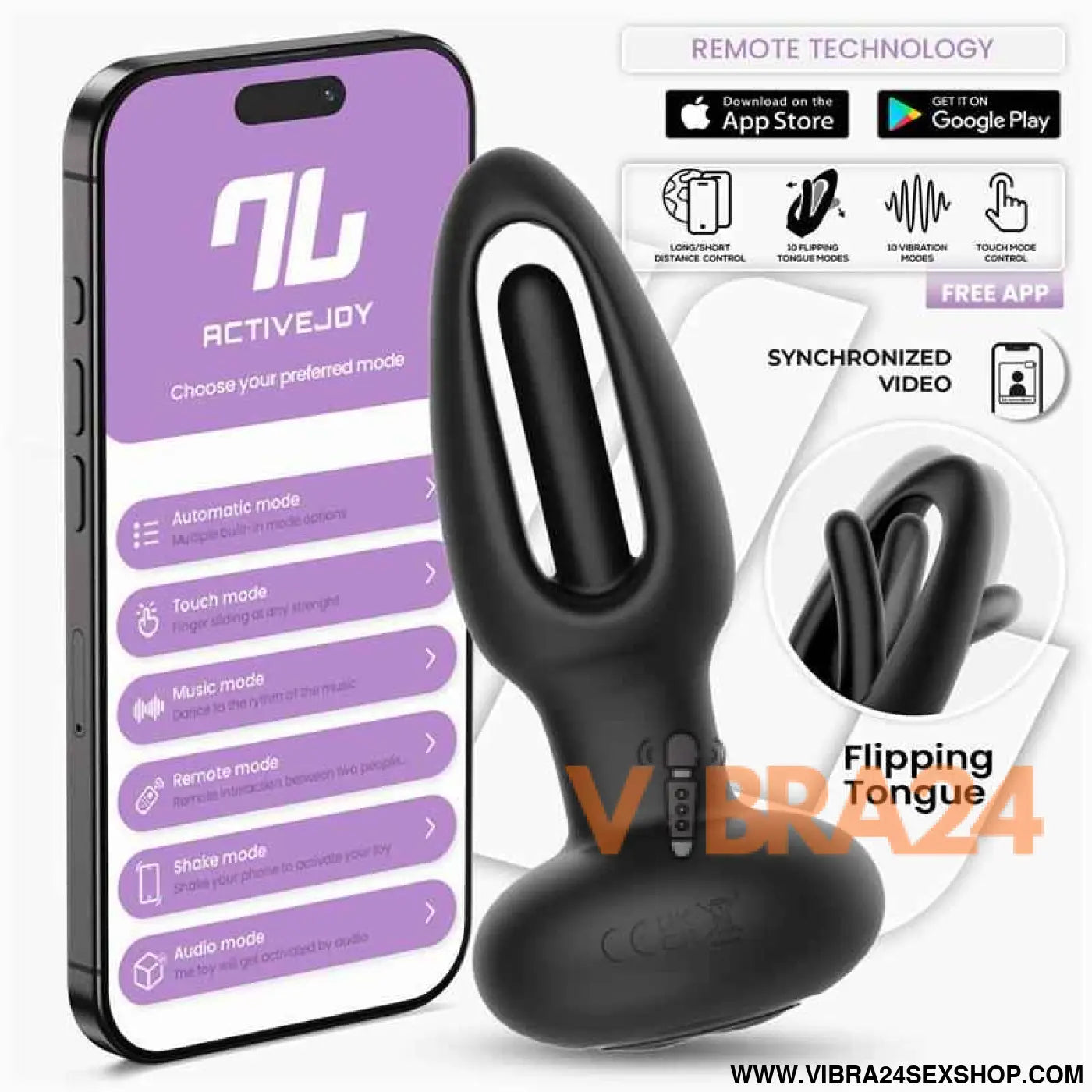 Zack Anal Plug with Flipping Tongue and Vibration App